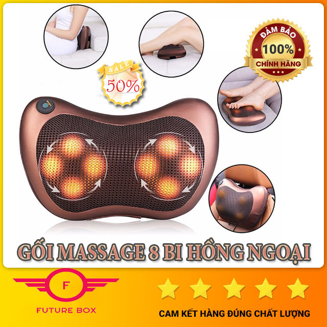 Gối Matxa 8 bi hồng ngoại Nhật Bản LOẠI TỐT, Gối masage hồng ngoại Kazuko, Gối massage hồng ngoại 8 bi xoay 2 chiều. Giảm Đau Mỏi Vai Gáy, Toàn Thân. Tặng Kèm Dây Chuyển Đổi Nguồn trên Ô tô.