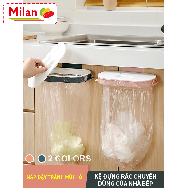 Móc treo túi rác kiểu tựa cửa tủ đơn giản, kệ đựng túi đựng rác nhà bếp, có nắp đậy ngăn mùi