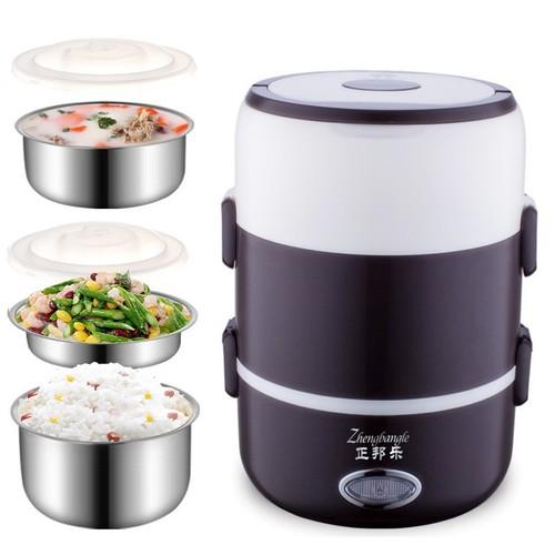 Hộp cơm điện hộp cơm hâm nóng cắm điện đa năng 3 tầng - cặp lồng ủ cơm 3 tầng inox cắm điện- cặp lồng giữ nhiệt