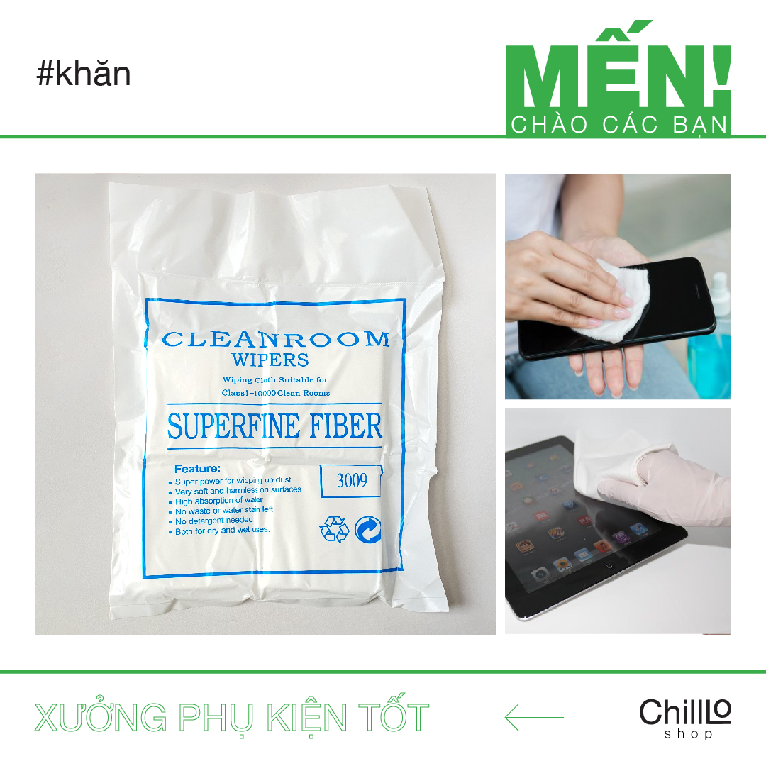 Khăn lau vải cleanroom wipers - khăn lau màn hình cho điện thoại, máy tính bảng, đồng hồ, camera lens, kính, lcd, led