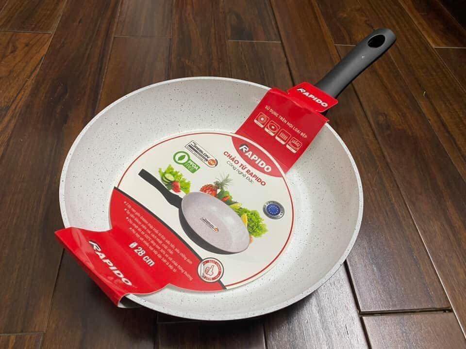 Chảo từ men gốm Rapido size 26cm, 30cm đáy chấm - Chịu nhiệt lên tới 500 độ C - chính hãng