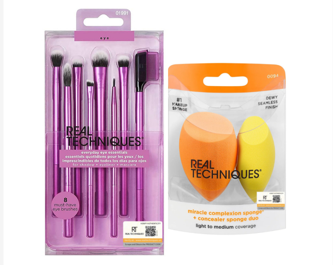 Combo bộ mắt 8 cây kèm 2 mút đa năng Real Techniques