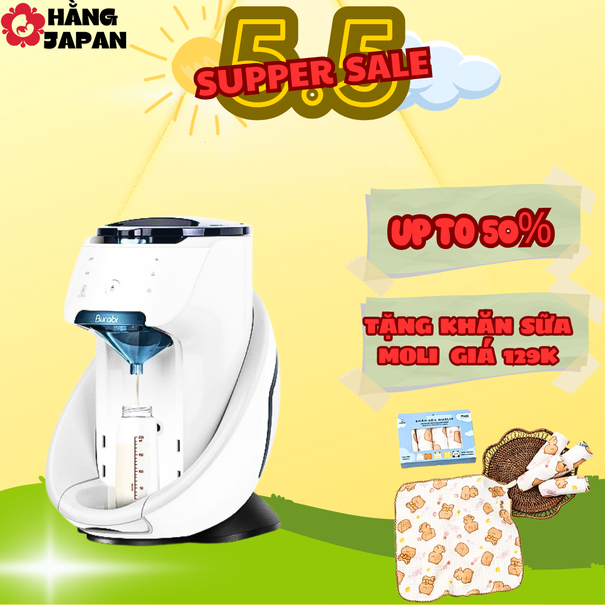 Máy pha sữa cho bé Burabi Smart &amp; Burabi plus - Bảo hành chính hãng
