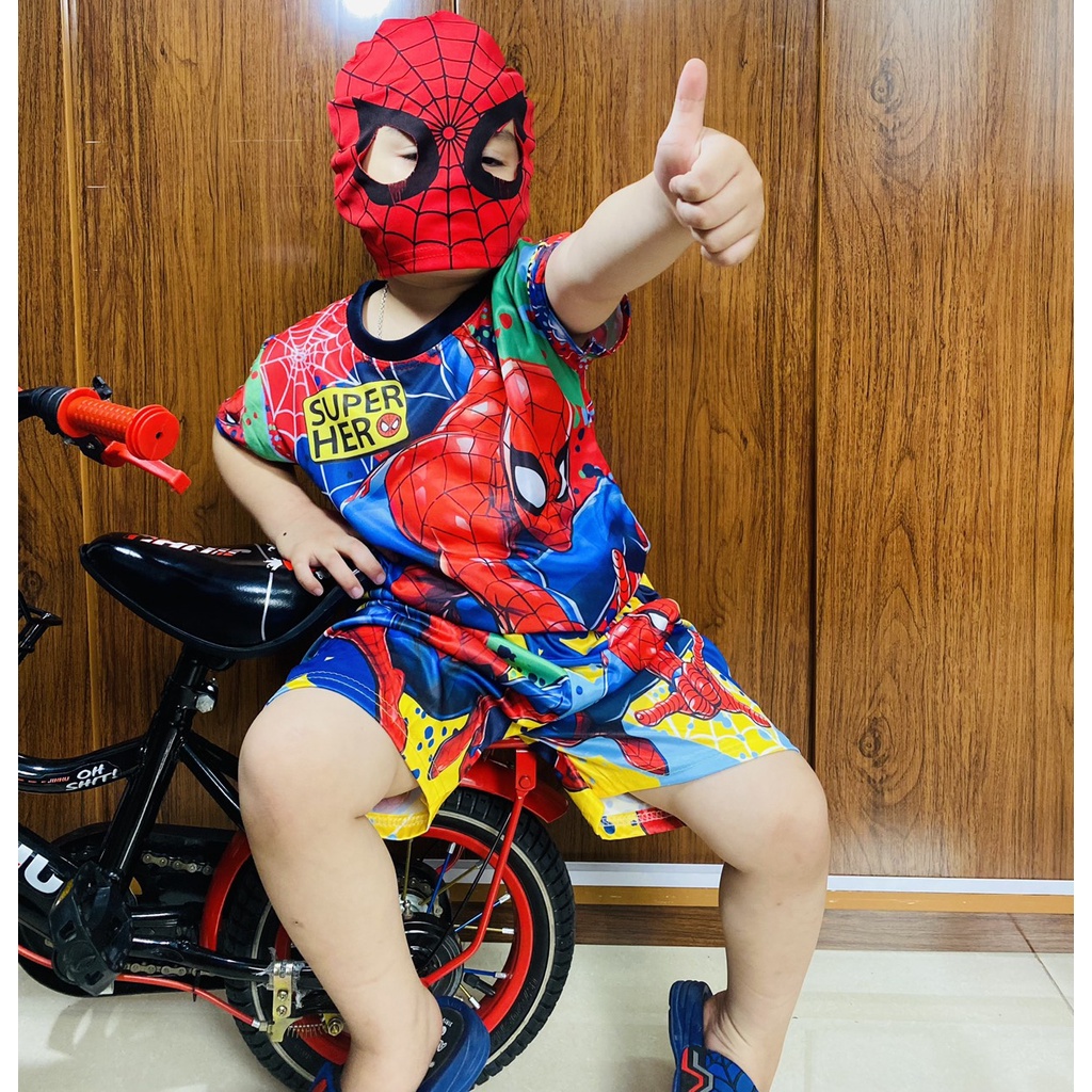 Bộ quần áo siêu nhân nhện, bộ siêu nhân cho bé trai 10-22kg