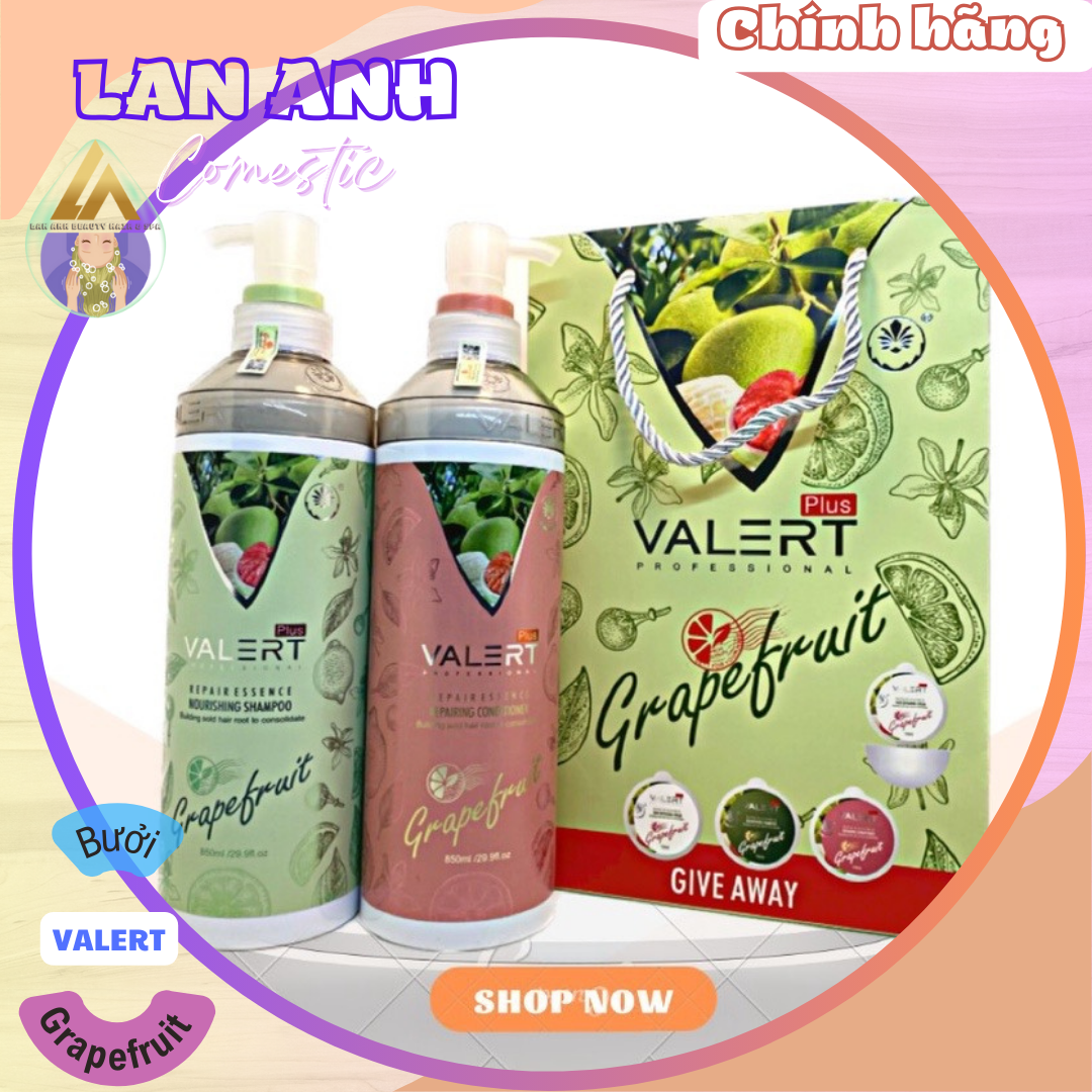 Bộ Dầu Gội Xả bưởi Grapefruit VALERT 850ml Dầu gội bưởi Valert Chống rụng tóc Dầu gội bưởi kích thíc