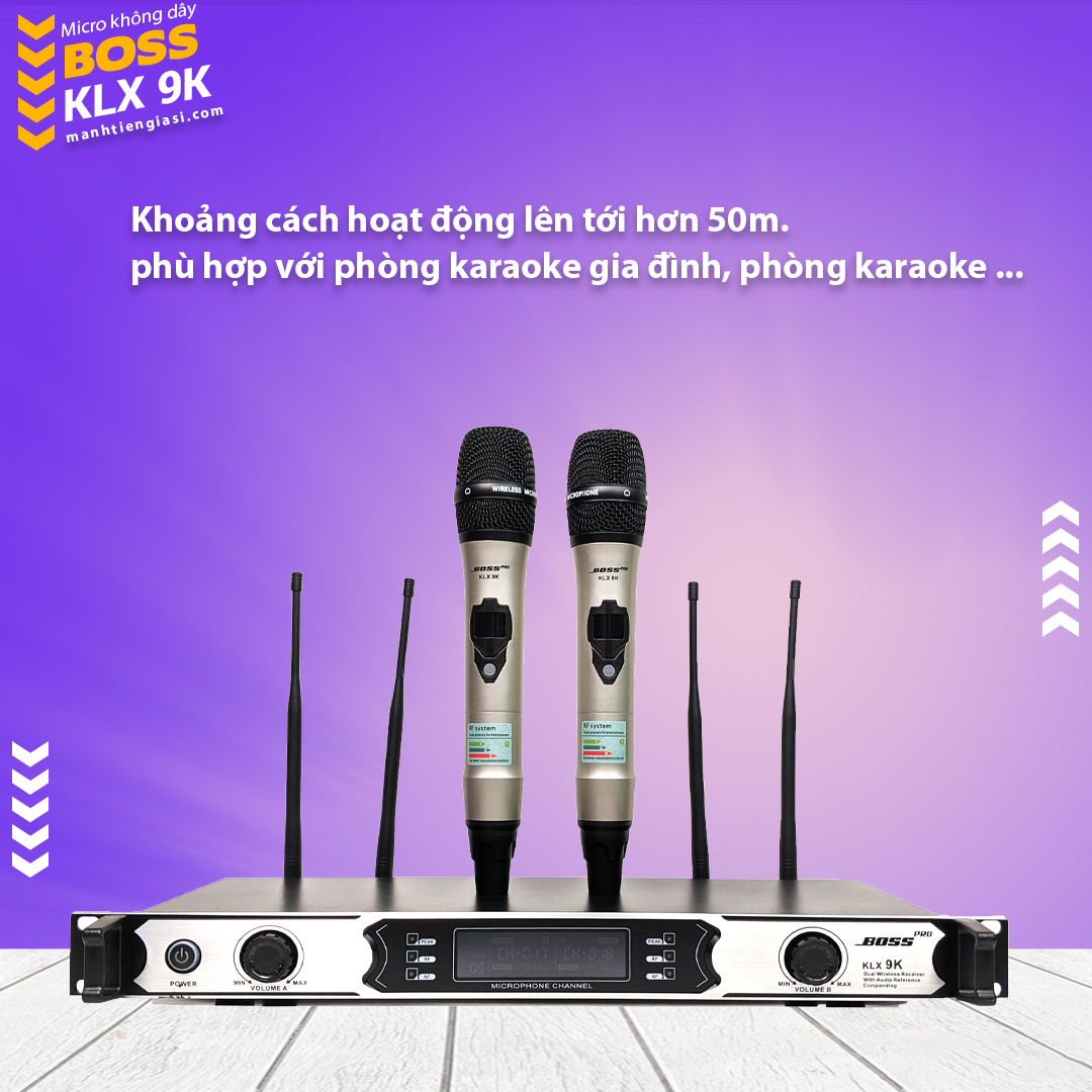 [HCM](( HÓT NHẤT 2021 ))Micro Không Dây Boss KLX 9K 4 Ăng-Ten Hỗ Trợ Thu Phát Sóng Ổn Định Truyền Tín Hiệu Chất Lượng Tốt Nhât Chất Âm Mượt Và Bay Bỏng Hút Âm Mạnh Hát Cực Nhẹ cho âm thanh tuyệt hảo