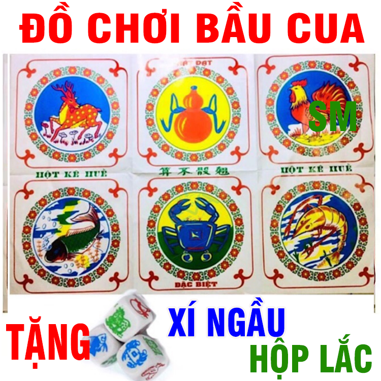 Đồ chơi bầu cua xúc xắc bằng đá tặng kèm hộp lắc và xí ngầu