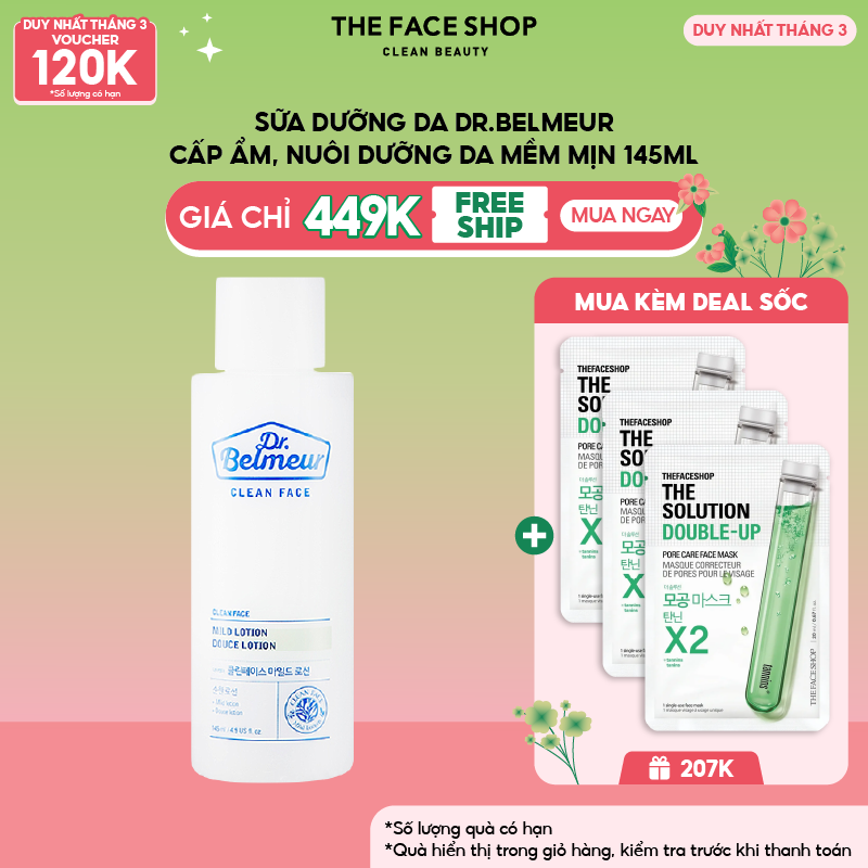 Nước cân bằng cho da dầu mụn thefaceshop dr.belmeur clean face mild toner 145ml
