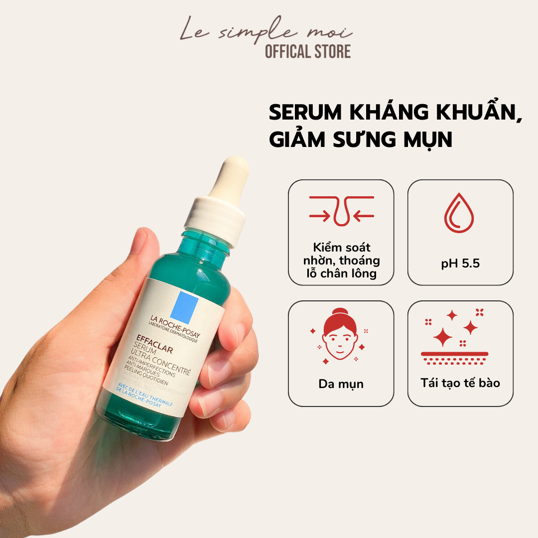 Serum Giảm Mụn Thu Nhỏ Lỗ Chân Lông 3 tác động La RochePosay Effaclar 30ml