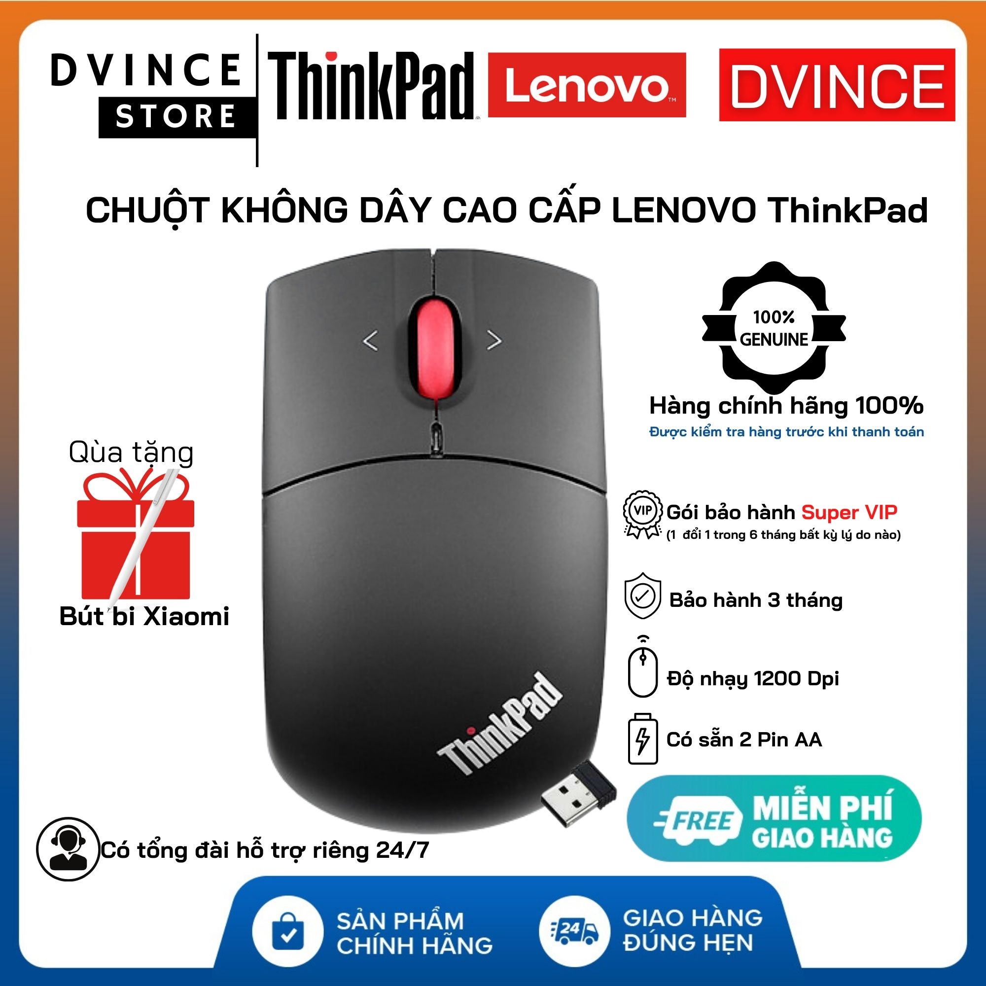 [BH 3 Tháng] Chuột không dây cao cấp Lenovo ThinkPad 0A36193 - Hàng chính hãng [DVINCE Store]