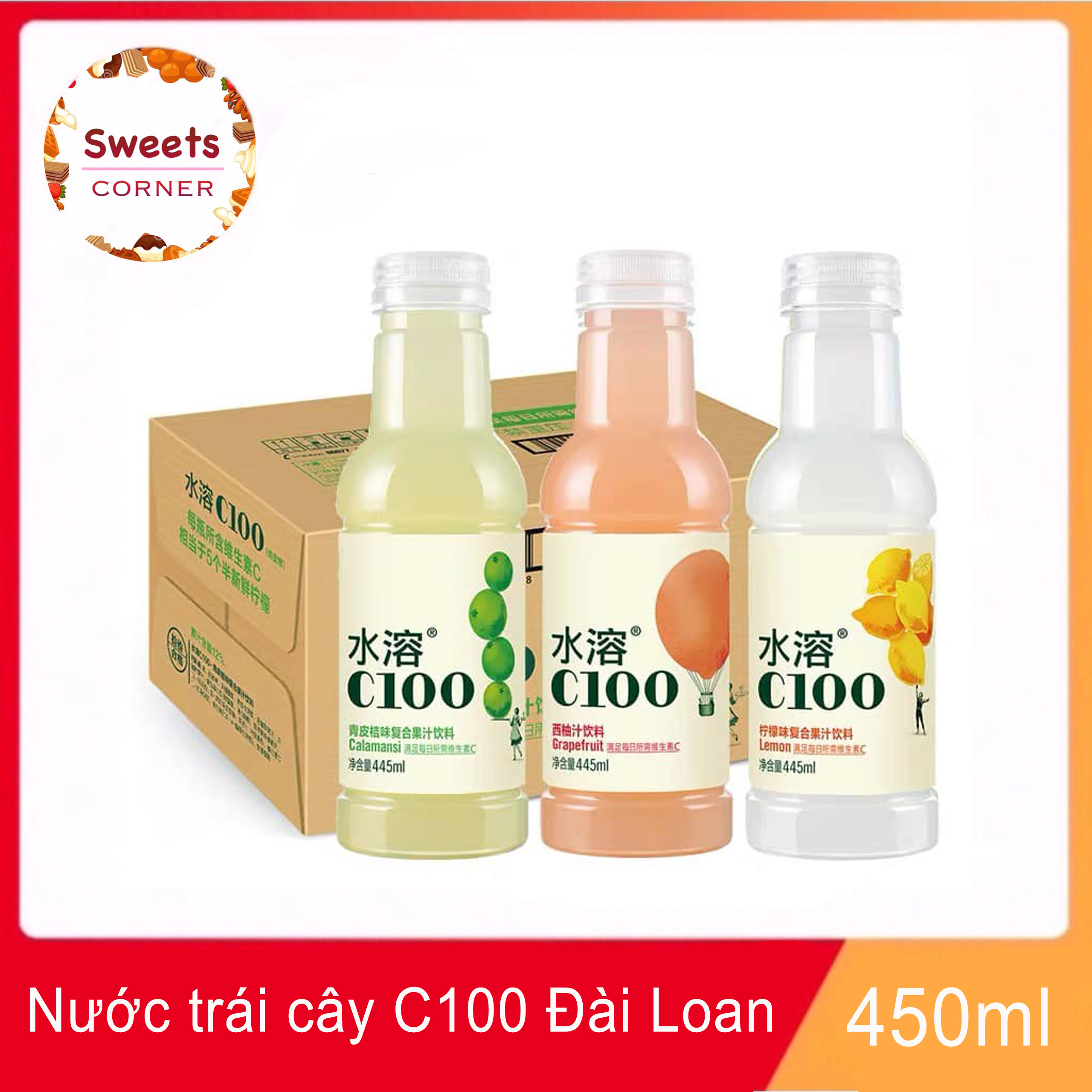 (3 vị) Nước ép trái cây C100 Nongfu Đài Loan 450ml