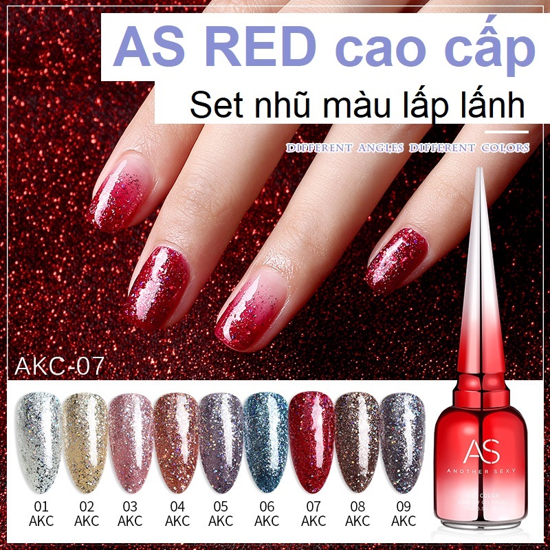[HCM]Sơn gel AS red - Màu nhũ nhuyễn bảy màu mã AKC