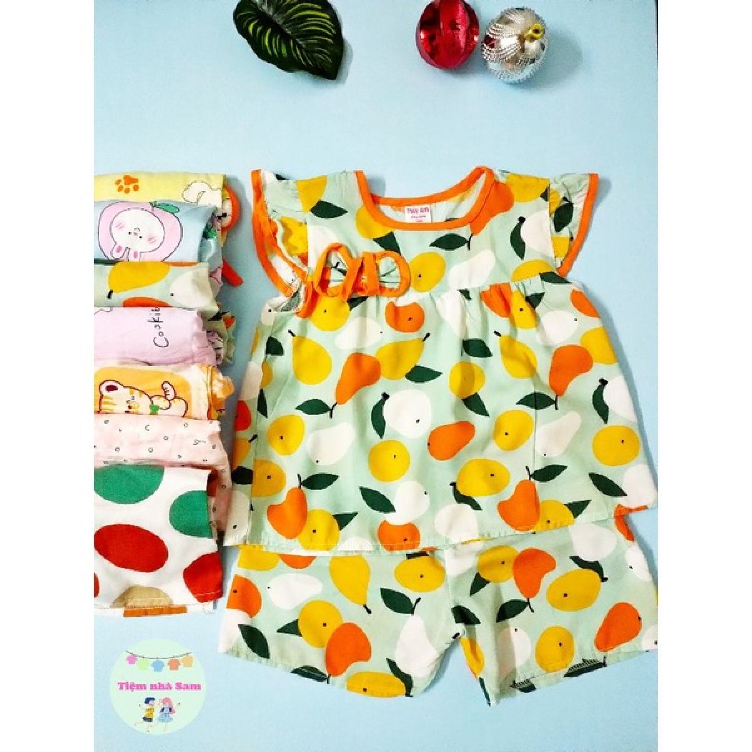 Đồ bộ tole lanh ngắn đùi cho bé gái size 10-33kg