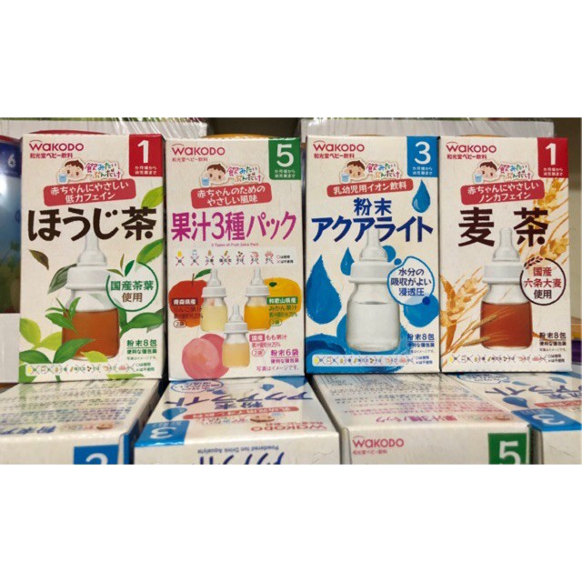 FREE SHIP MAX Trà Wakodo hoa quả/lúa mạch/ điện giải cho bé,được sản xuất từ các loại trái cây có nguồn dinh dưỡng dồi dào phù hợp cho trẻ nhỏ