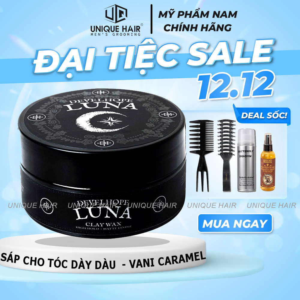 Sáp vuốt tóc Develhope Luna 50g/100g – Phù hợp với tóc dày, Giữ nếp 10h - 12h – Kiểm soát dầu thừa chính hãng