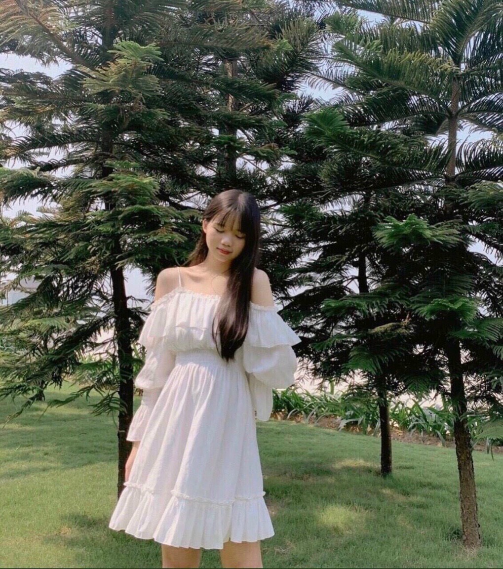 [15-17.5 Hoàn tiền 15%]  ĐẦM TIIỂU THƯ MÀU TRẮNG TRỄ VAI TAY DÀI VÁY ĐUÔI CÁ BO CHUN PHẦN EO CHẤT VẢI DÀY DẶN LÊN FORM XINH LẮM NHA