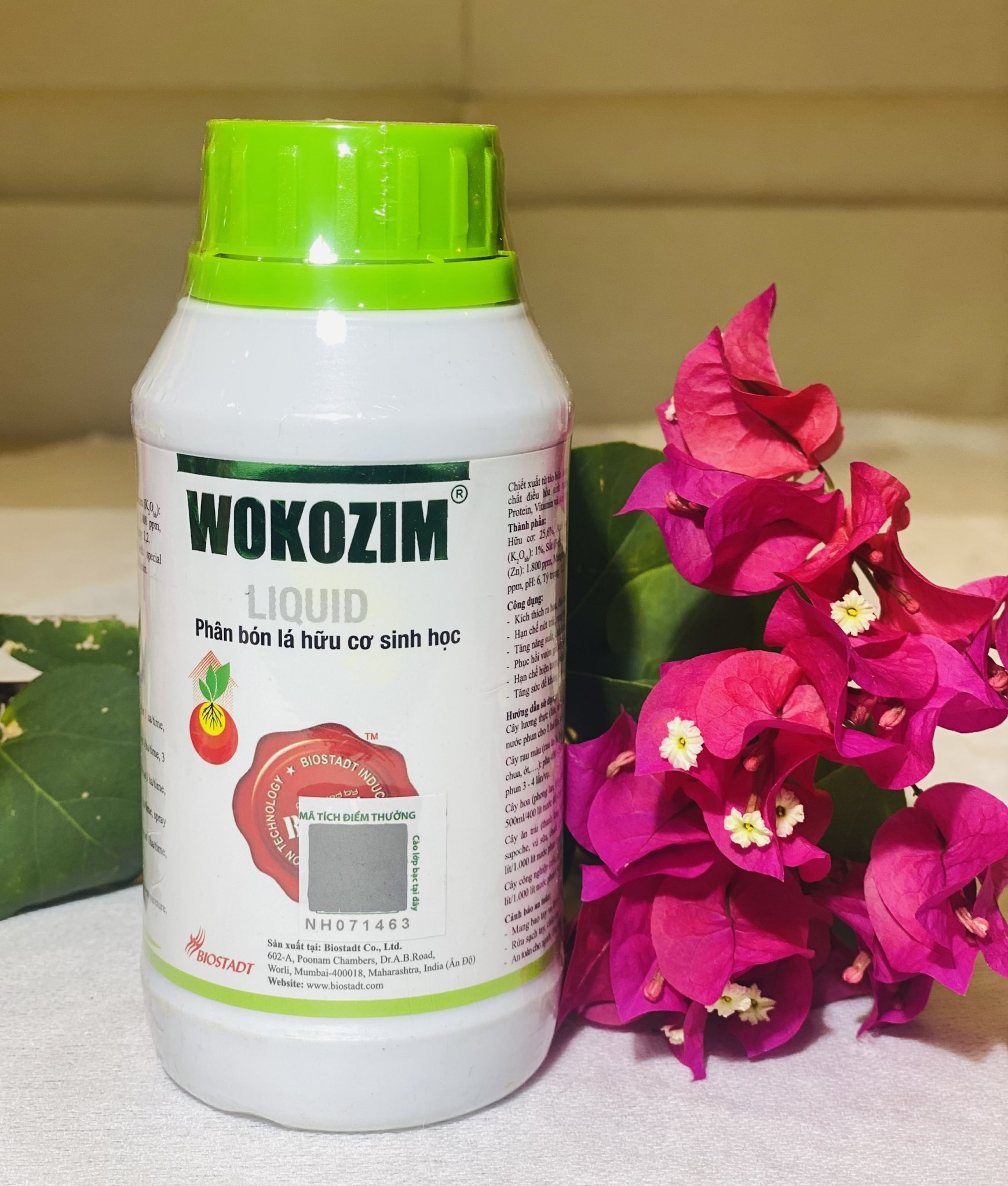 Phân bón lá hữu cơ sinh học wokozim chai 250ml