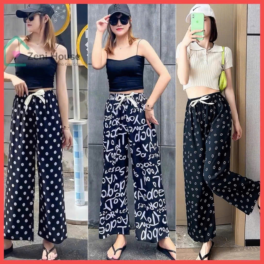 quần lanh ống rộng nữ,quần lanh thổ cẩm quần lanh nữ mặc nhà dáng dài freesize 40-70kg zeni house TOP 5 SAO
