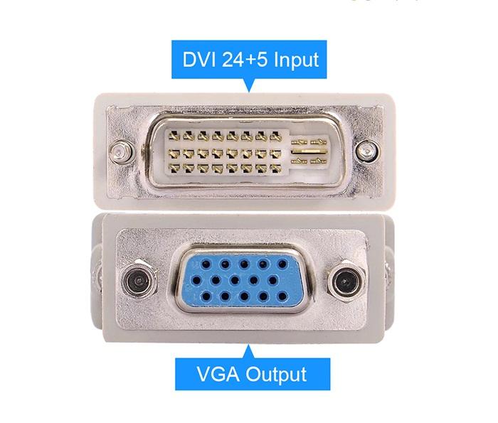 Đầu Nối chuyển tín hiệu DVI to VGA 24+5 (Trắng)  ,Đầu chuyển DVI (24+5) sang VGA