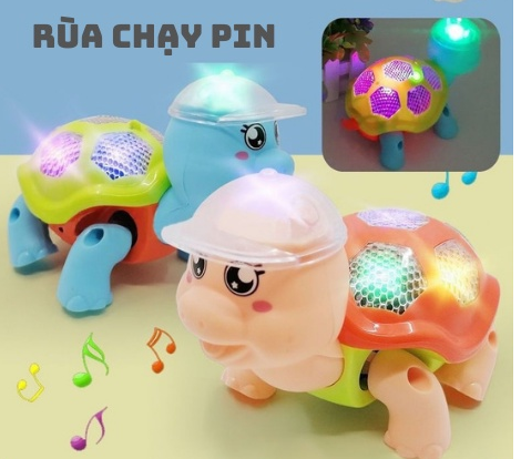 Rùa phát nhạc có đèn có dây cho bé dắt đi dạo