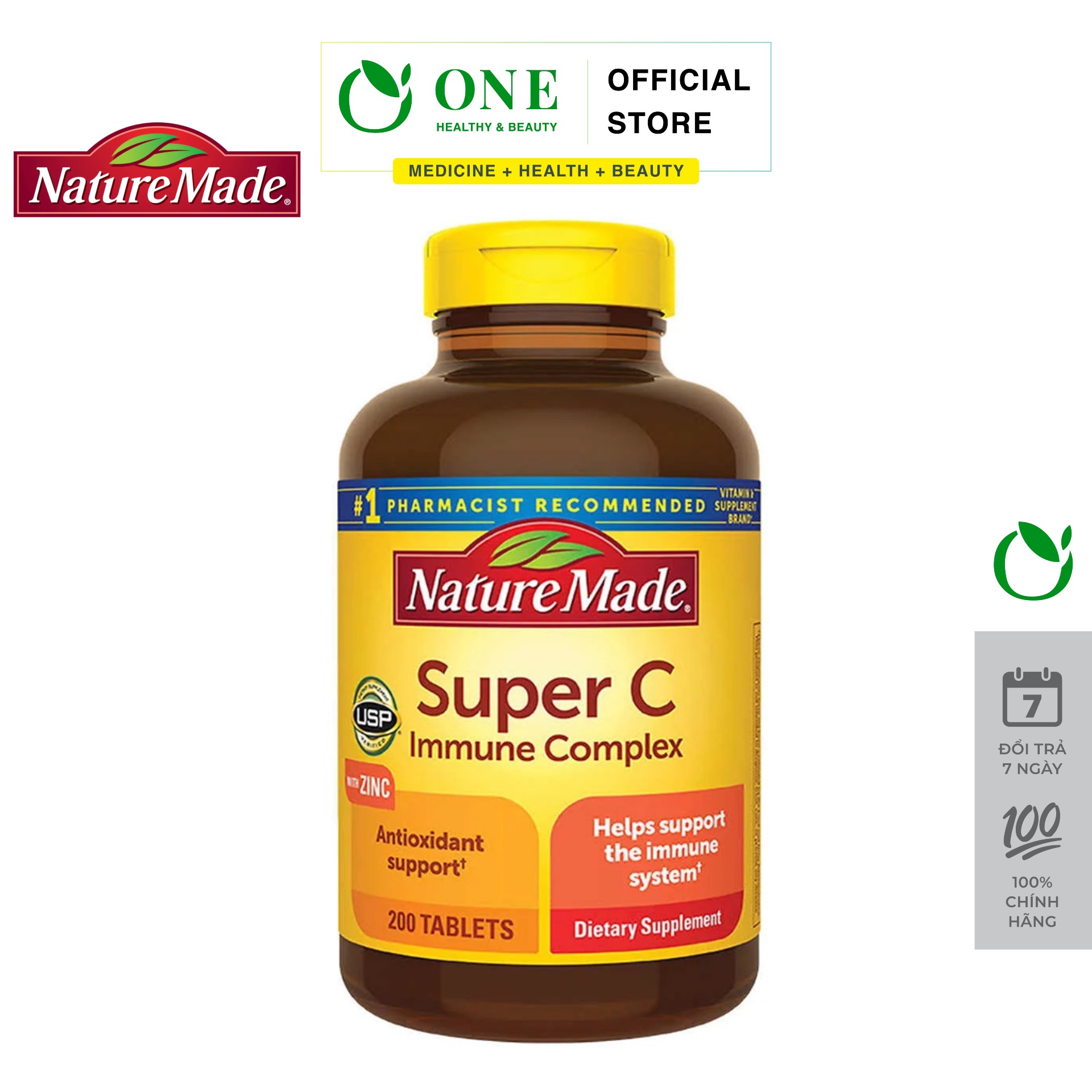 Viên uống tăng cường miễn dịch Nature Made Super C With D3 & Zinc 200 Viên