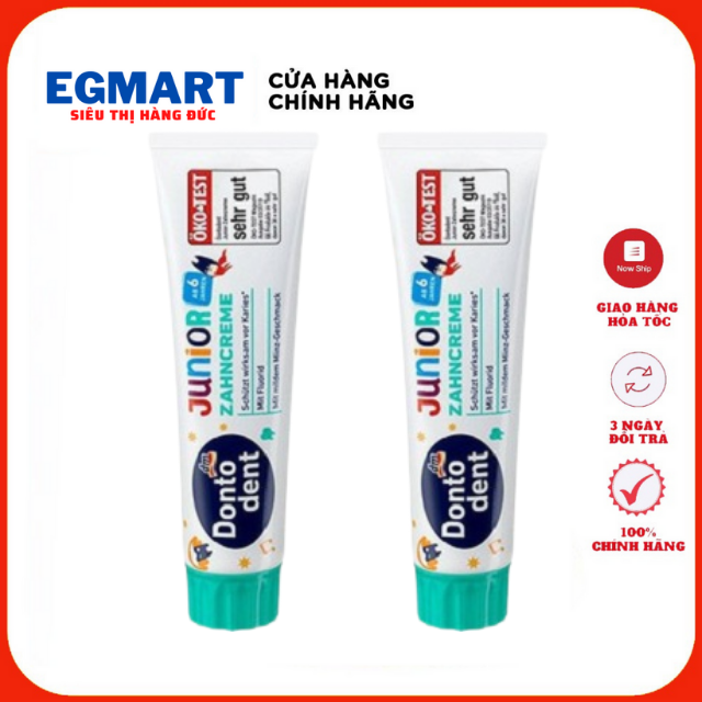 Kem đánh răng Dontodent Junior, kem đánh răng cho trẻ em của Đức, kem đánh răng cho trẻ em, bảo vệ và nuôi dưỡng răng, răng chắc khỏe, sáng bóng cho trẻ từ 6 tuổi 100ml