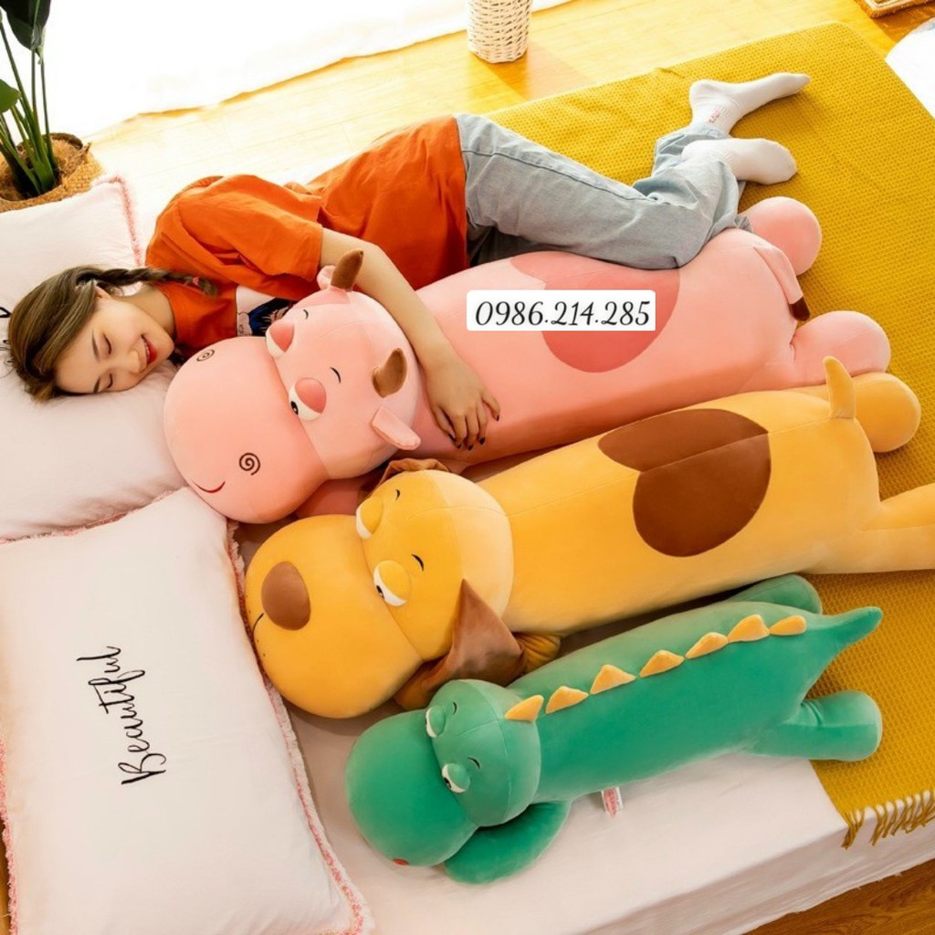 Gấu bông cá sấu mắt lồi. Bò Nằm mắt lồi. Chó Mắt Lồi Size 75cm- 1m2- mặt ngáo gối ôm hình thú cho người lớn