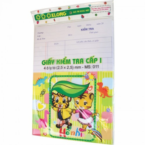 Giấy kiểm tra cấp i 4 ô ly mm klong ms: 011