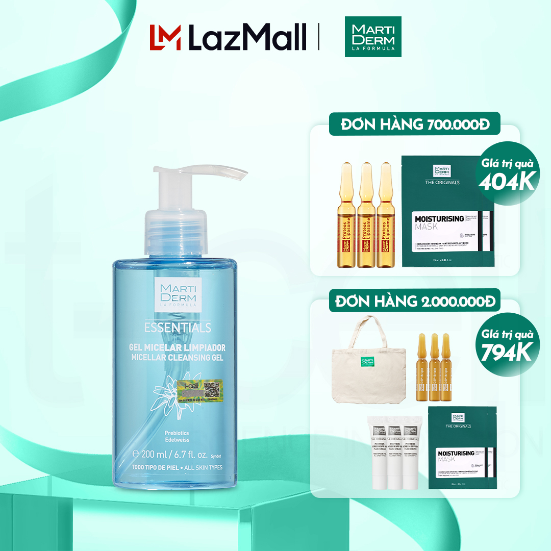 Gel Rửa Mặt Cho Mọi Loại Da - Martiderm Essentials Micellar Cleansing Gel 200ml
