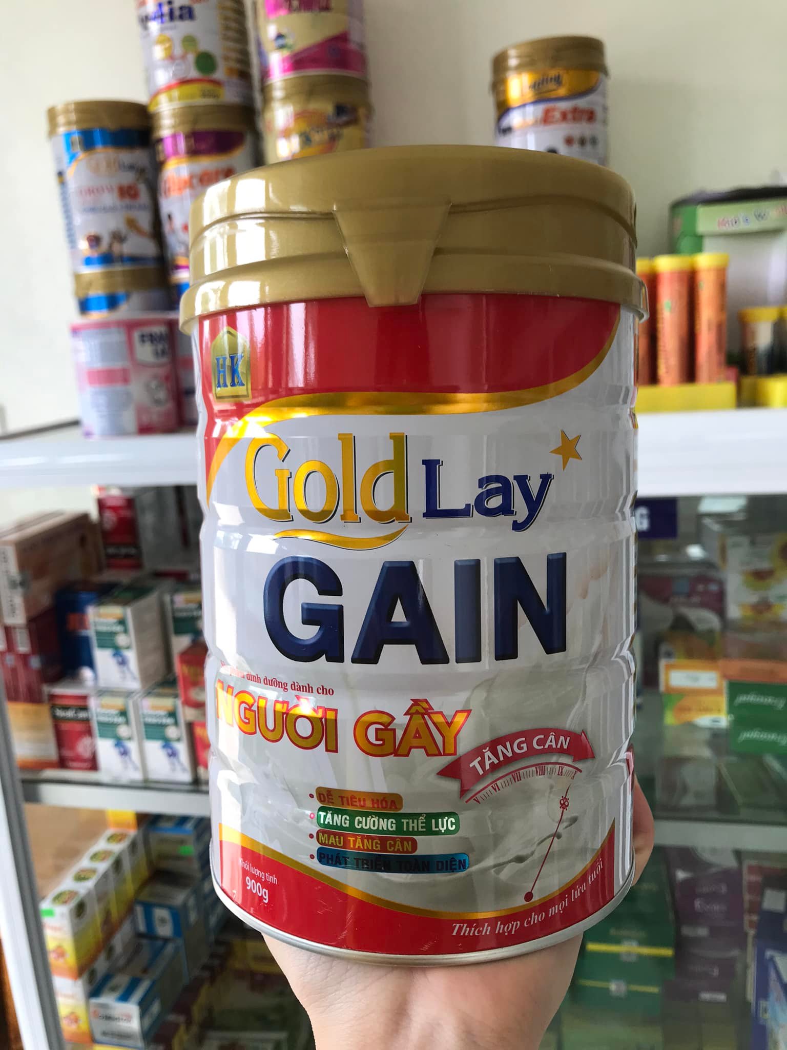 Sữa bột Goldlay Gain (dành cho người gầy - tăng cân hiệu quả) lon 900g - date: 2026