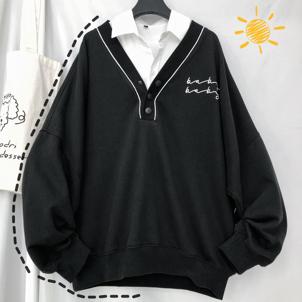 Áo tay dài nỉ sweater baby ulzzang - không kèm sơ mi trắng