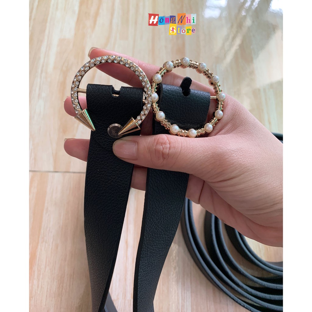Dây nịt thắt lưng khoen tròn đính hạt khoen mũi tên cực lạ