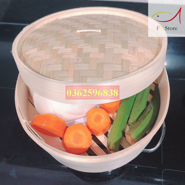 Combo 15 bộ lồng tre hấp, xửng tre hấp bánh bao, há cảo, rau củ đường kính 30 cm gồm 15 đáy và 15 nắp