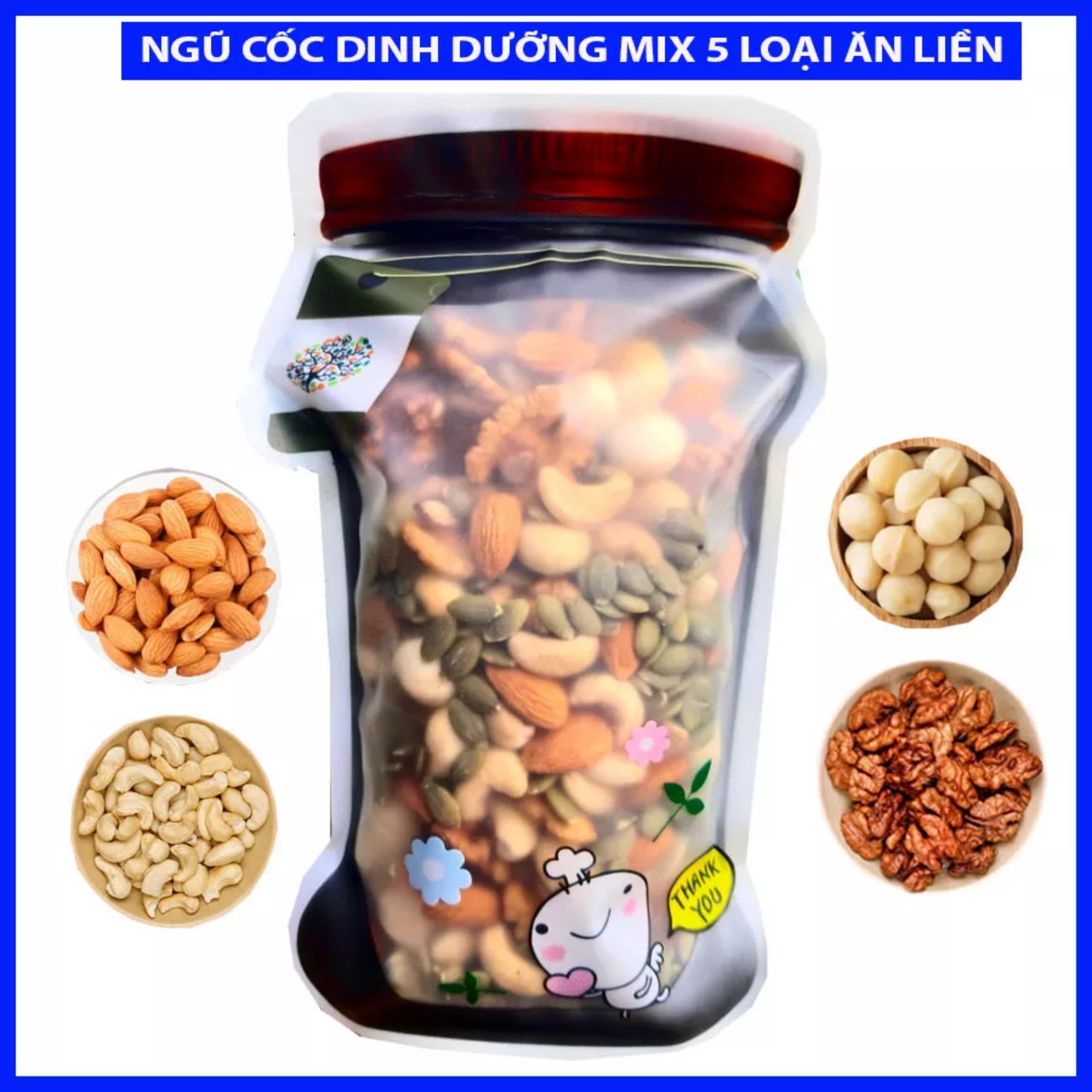 Hạt dinh dưỡng mix 5 loại, Hạt ngũ cốc dinh dưỡng ăn liền 500g