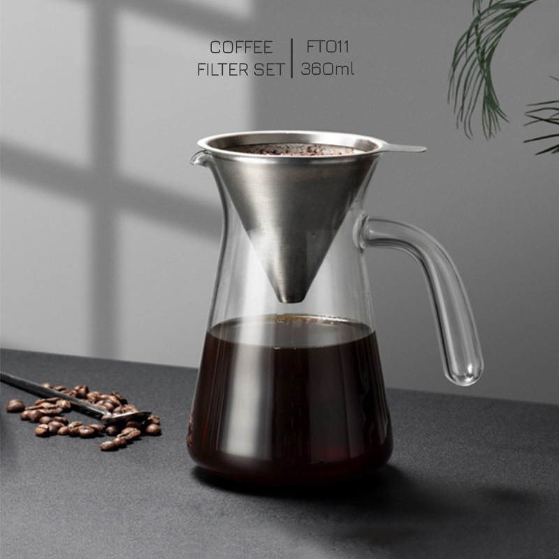 Bộ Bình pha cafe thủy tinh chịu nhiệt Samadoyo FT011 (360ml /600ml) - Bình lọc cafe, lọc nước trái cây Samahome Shop