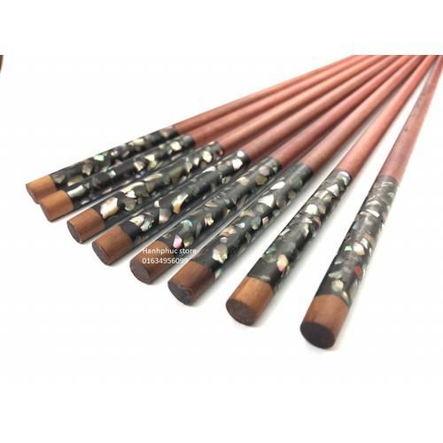 Đũa ăn gỗ Căm Xe tự nhiên khảm trai cao cấp bộ 10 đôi