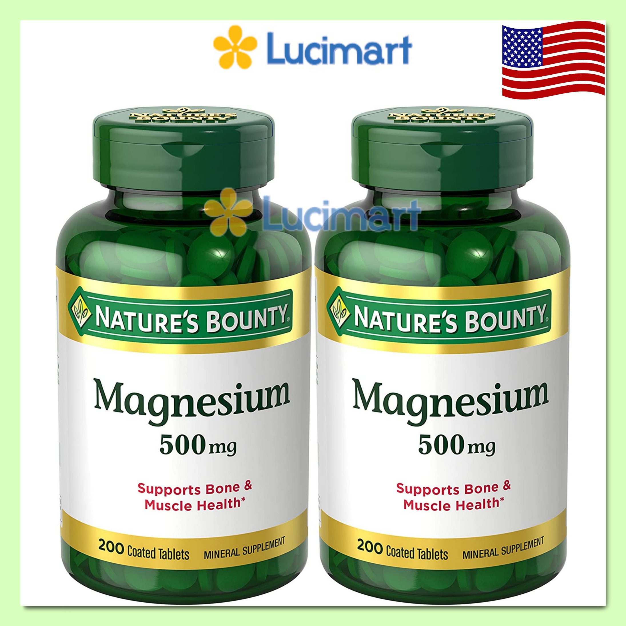 Viên uống Magnesium 500mg Nature’s Bounty, hộp 200 viên
