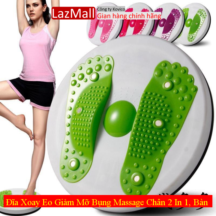 Đĩa xoay eo giảm mỡ bụng massage chân 2 in 1, bàn xoay eo, đĩa xoay eo 3d hình bàn chân cao cấp- giao màu ngẫu nhiên