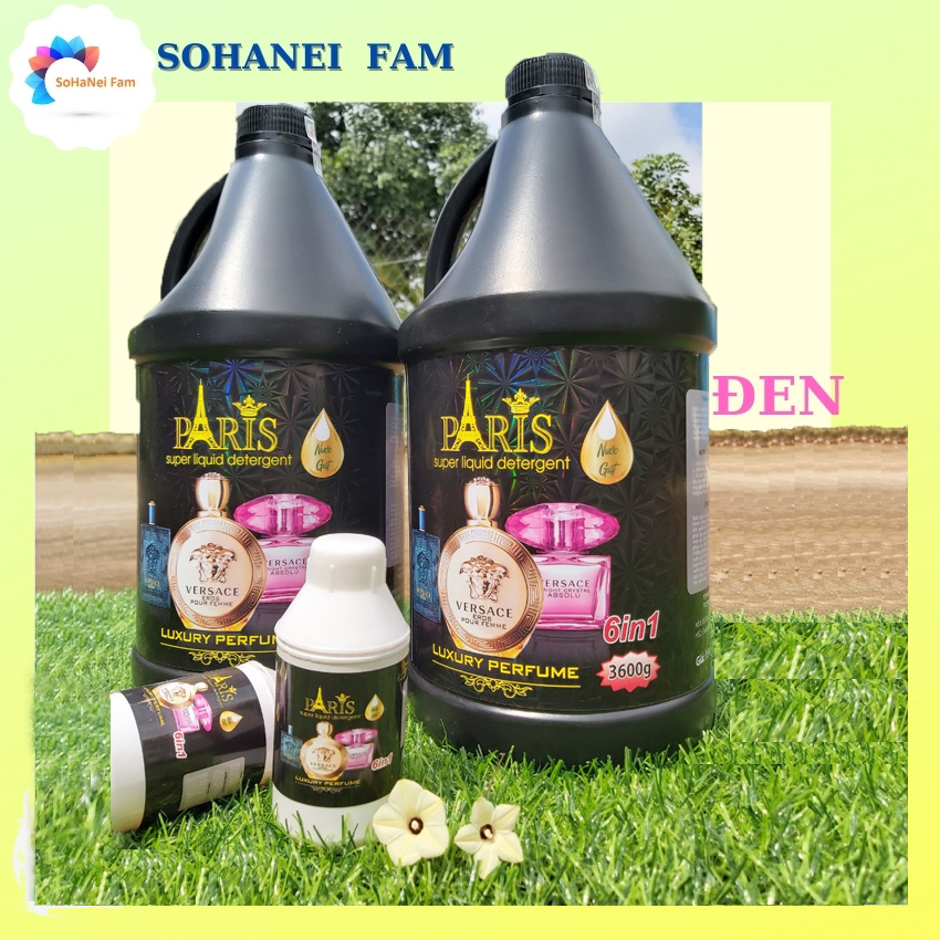 COMBO 2 CAN Nước Giặt PARIS 3600mL MÀU ĐEN Huyền Bí - Hương Nước Hoa Cao Cấp (TẶNG KÈM 2 CHAI NHỎ) - Có Tem Công Ty - SOHANEI FAM
