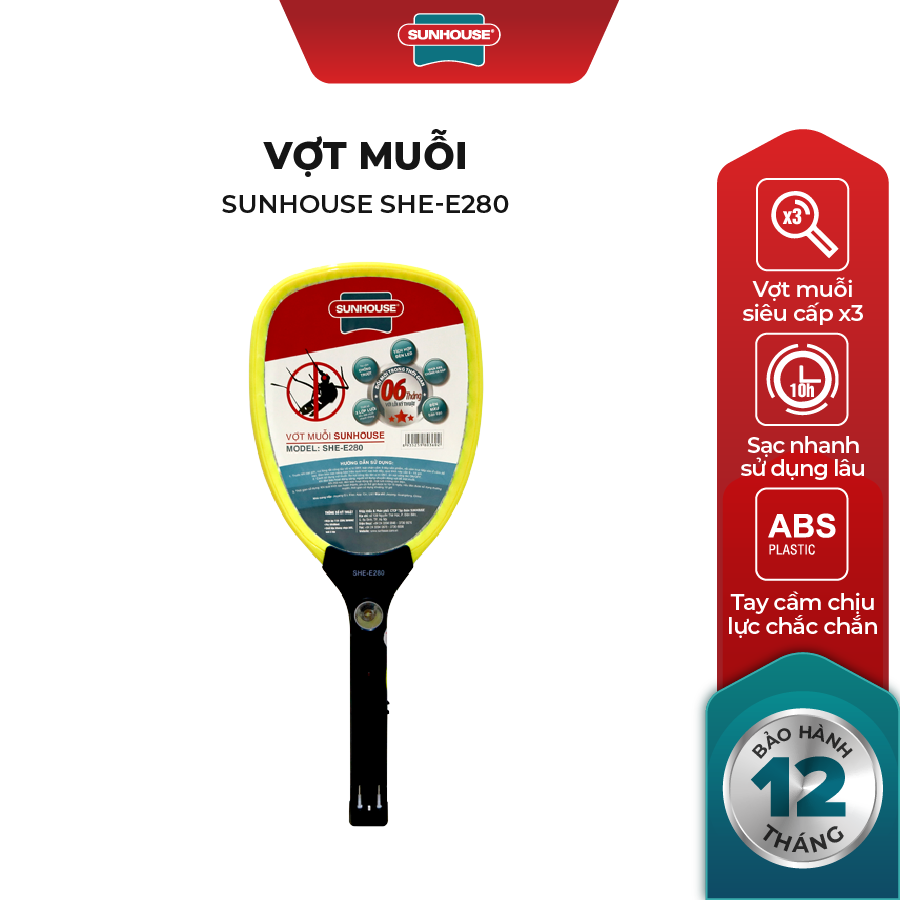 Vợt muỗi sunhouse she-e280 màu vàng