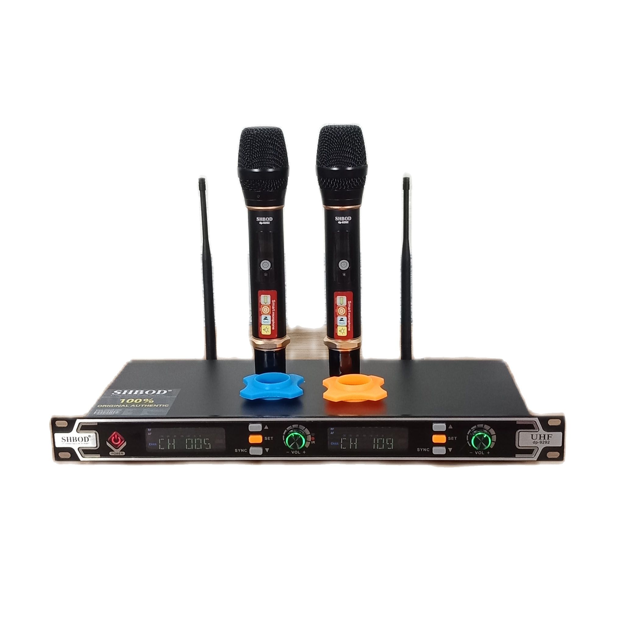 Micro không dây karaoke chuyên nghiệp cảm biến tự ngắt dp-9292, micro không dây uhf shbod dp-9292, dp9292, đầu thu phát sóng khỏe ổn định nhỏ gọn , ev33plus
