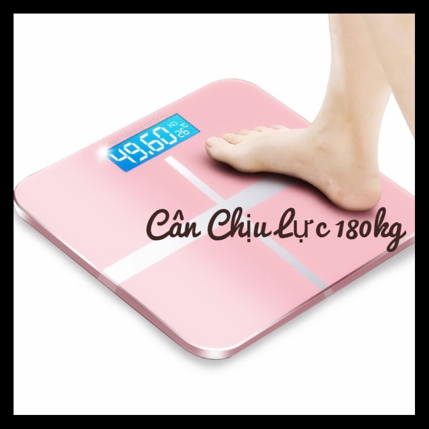 CÂN KIỂM TRA SỨC KHỎE ĐIỆN TỬ KÍNH CƯỜNG LỰC CHỮ THẬP VUÔNG CHỊU LỰC 180KG - TẶNG KÈM PIN THEO CÂN