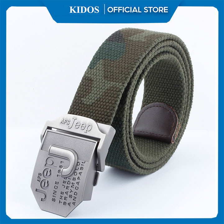 Dây lưng vải nam lính mỹ Army mặt Jeep M086 chất liệu mặt khóa thép không ghỉ sáng bóng độ bền cao, dây vải dù cao cấp dệt 2 lớp-HÀNG NHẬP KHẨU