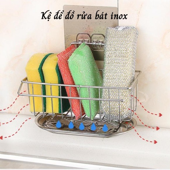 [HCM][KHÔNG GÍ SÉT DÍNH CHẮC] GIÁ TREO ĐỒ ĐA NĂNG - GIÁ ĐỂ GIẺ RỬA BÁT CÓ KHAY HỨNG NƯỚC KÈM MIẾNG DÁN TƯỜNG CHẮC CHẮN -  KỆ INOX DÁN TƯỜNG ĐỰNG NƯỚC RỬA CHÉN MIẾNG RỬA CHÉN
