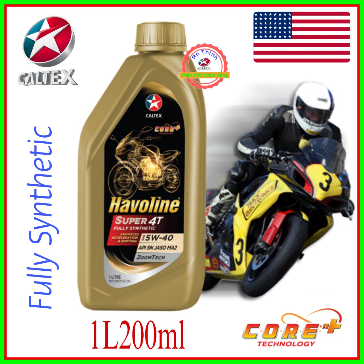 [HCM]1L200ml Nhớt Xe Số CAITEX HAVOLINE SUPER 4T 5W40 1L 100% Tổng Hợp-FullySynthetic