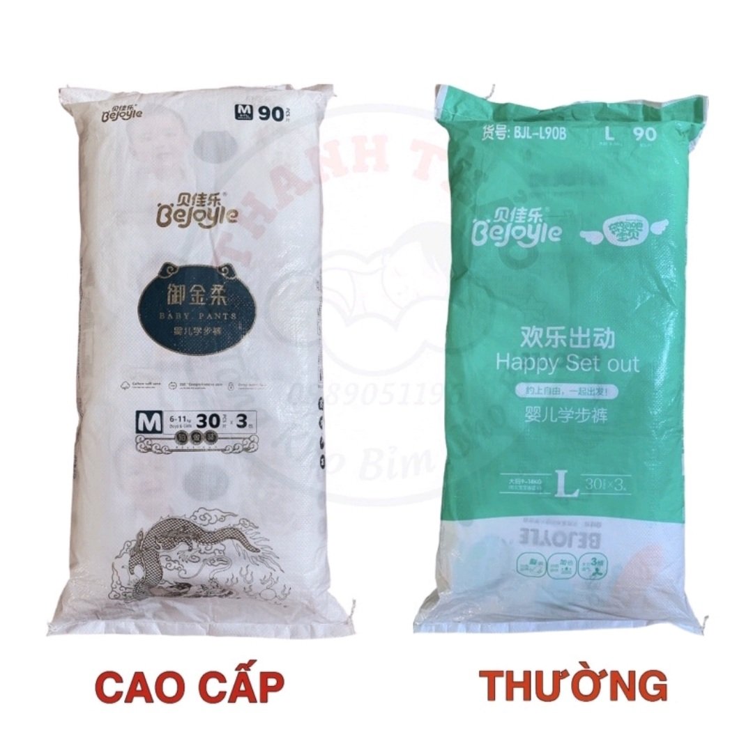 Bỉm bejoyle thường-bejoyle plus quần/dán s120/m96/l90/xl72/xxl66/xxxl54 nội địa trung, shop bim baby