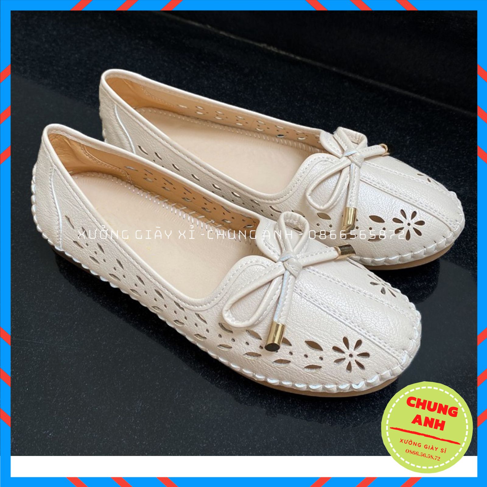 giày lười nữ - giày búp bê nữ - giày bệt nữ da bò mềm đế cao su đúc siêu êm
