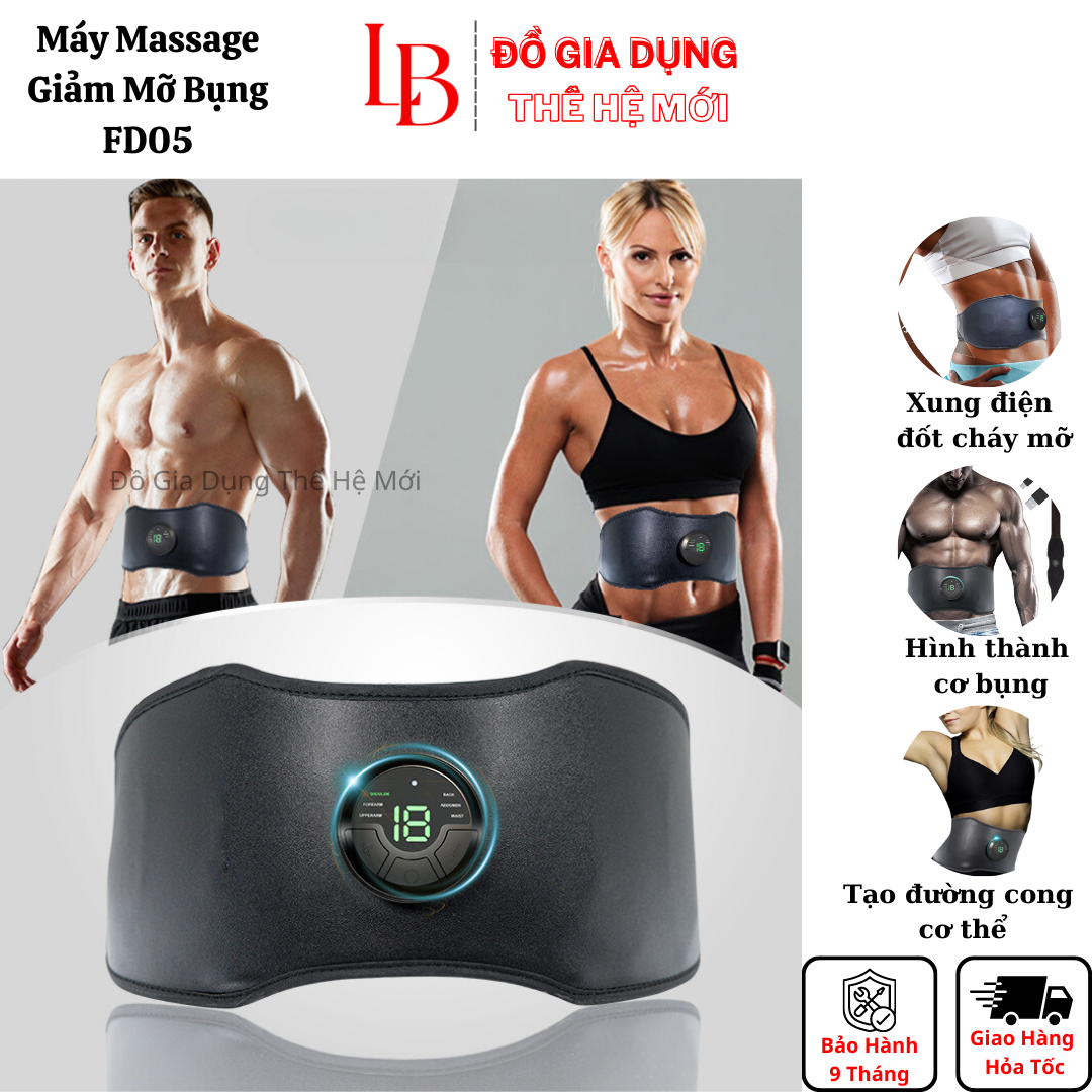 Máy mát xa đánh tan mỡ bụng Slinning, đai massage giảm mỡ bụng cao cấp - Giúp thon gọn cơ thể - Giảm mỡ tăng cơ