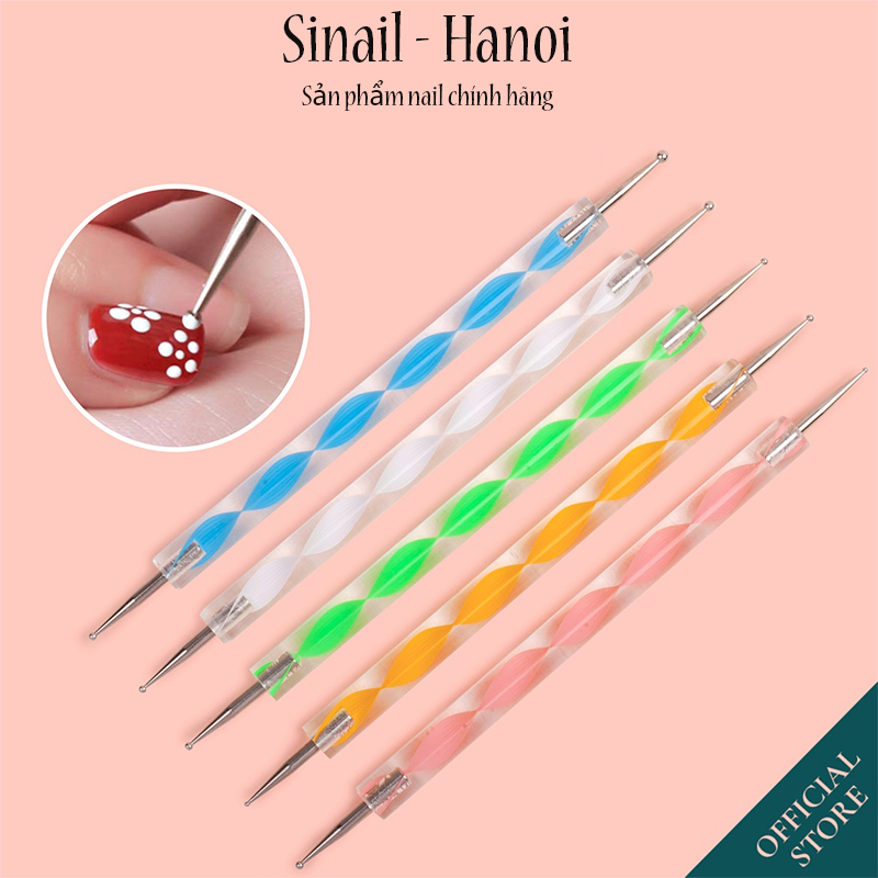 Set 5 cọ chấm bi đủ size - Bút chấm bi vẽ nail 2 đầu chuyên dụng