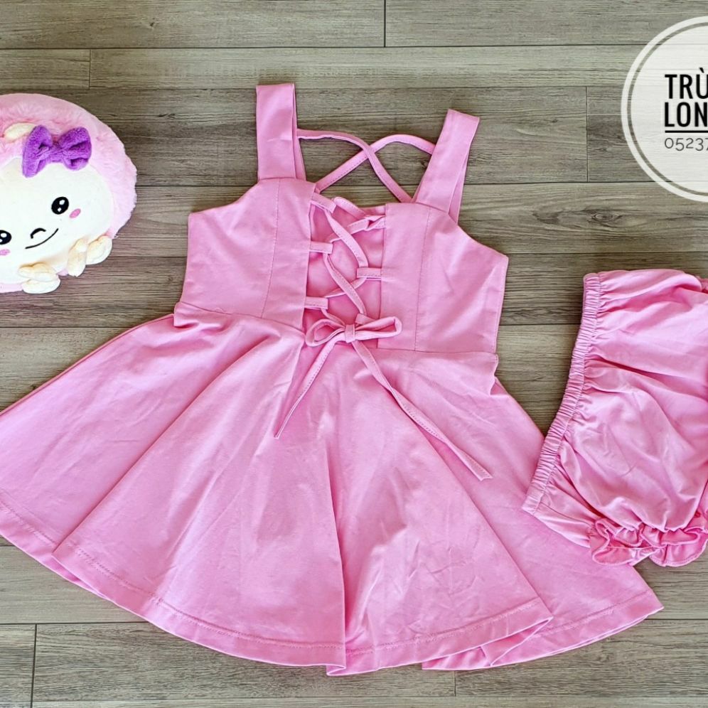 Đầm xòe đan dây bé gái 5-15kg